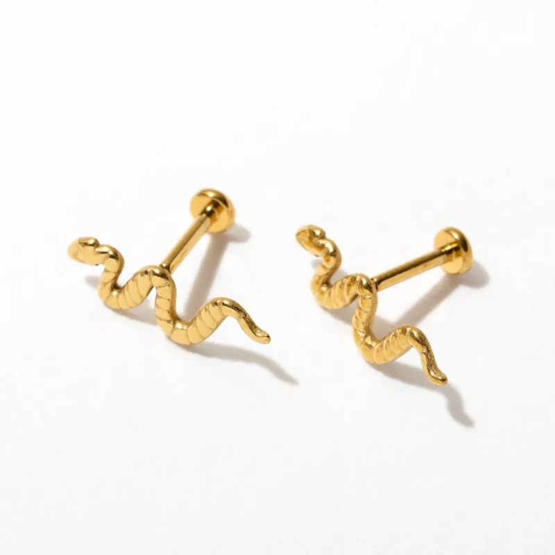 Snake Flat Back Stud Earrings sold by Modcloth