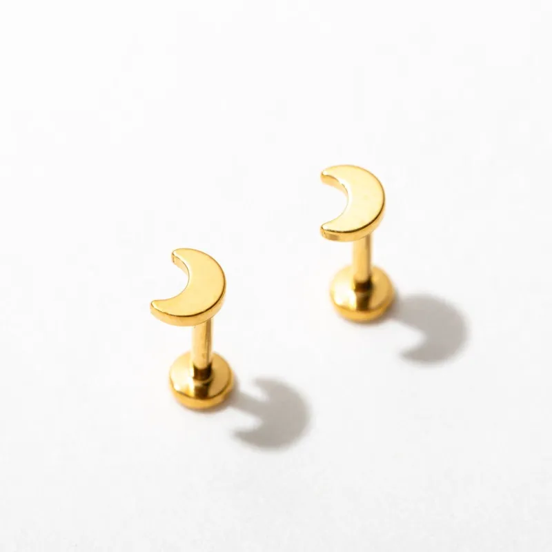 Tiny Moon Flat Back Stud Earrings sold by Modcloth