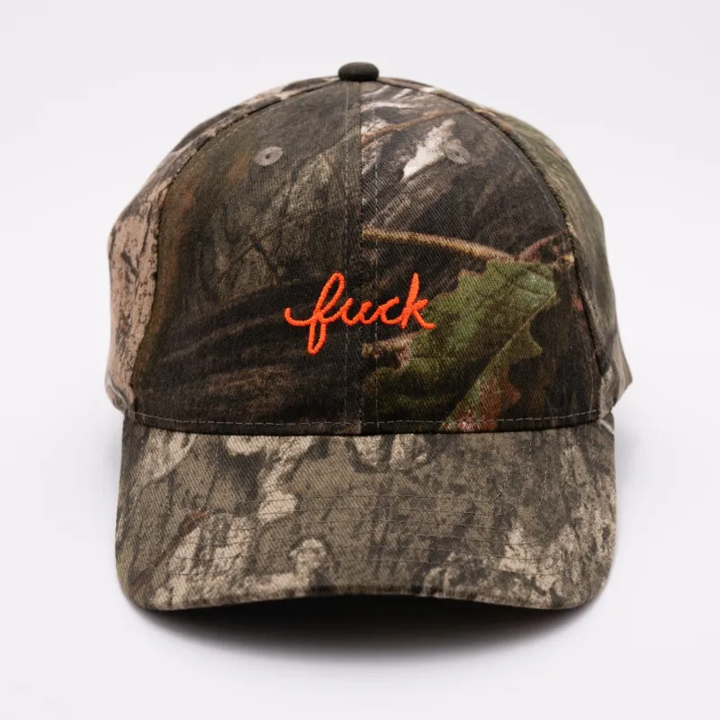 Camo Fuck Script Baseball Hat made by Modcloth
