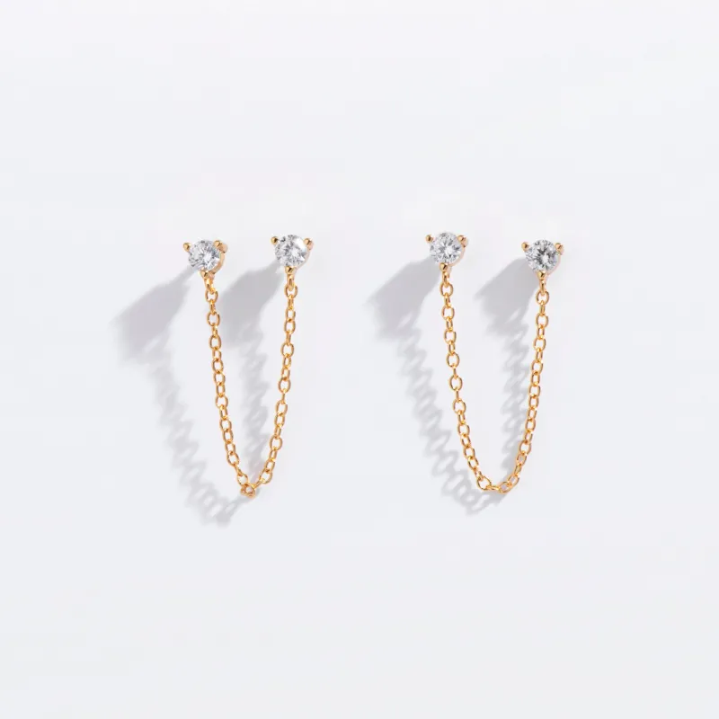 Double CZ Chain Studs sold by Modcloth