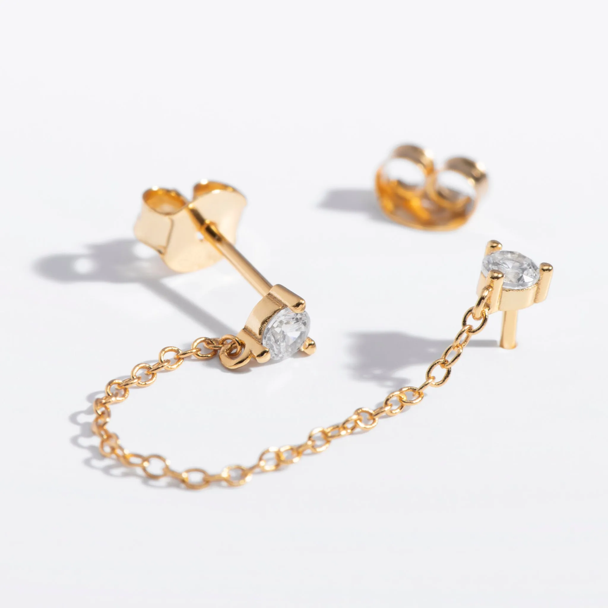 Double CZ Chain Studs sold by Modcloth product image thumbnail 2
