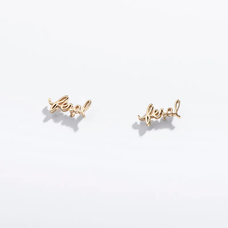 Feral Script Sterling Silver Stud Earrings made by Modcloth