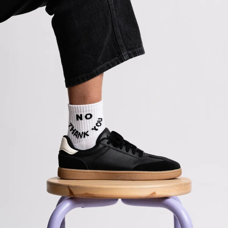 No Thank You Quarter Crew Socks made by Modcloth