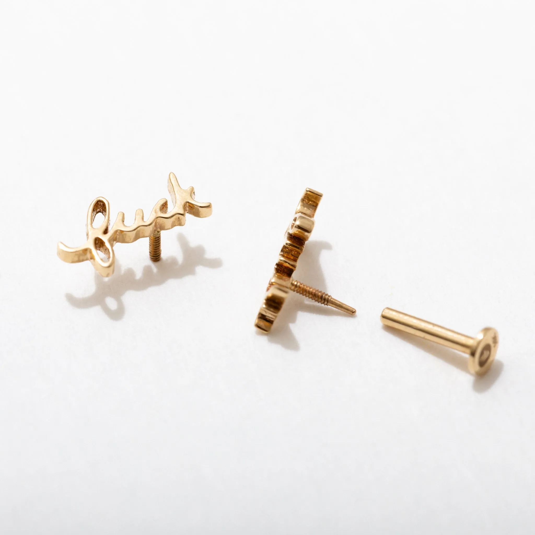 14k Fuck Script Flat Back Stud Earrings sold by Modcloth product image thumbnail 3