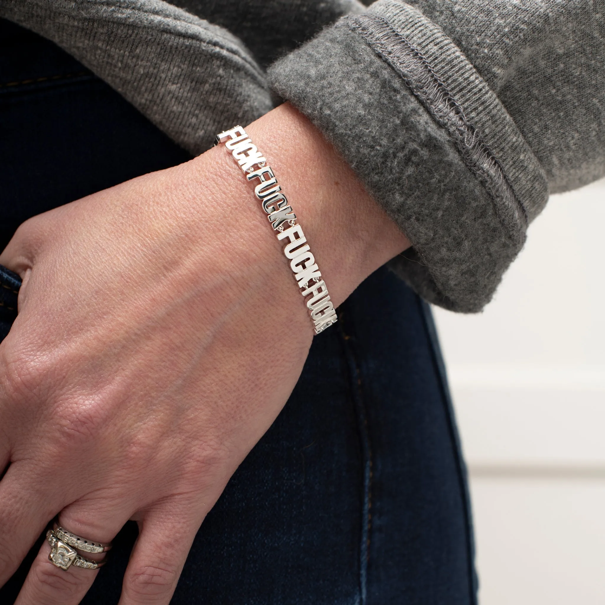 Fuck Fuck Fuck Chain Bracelet sold by Modcloth