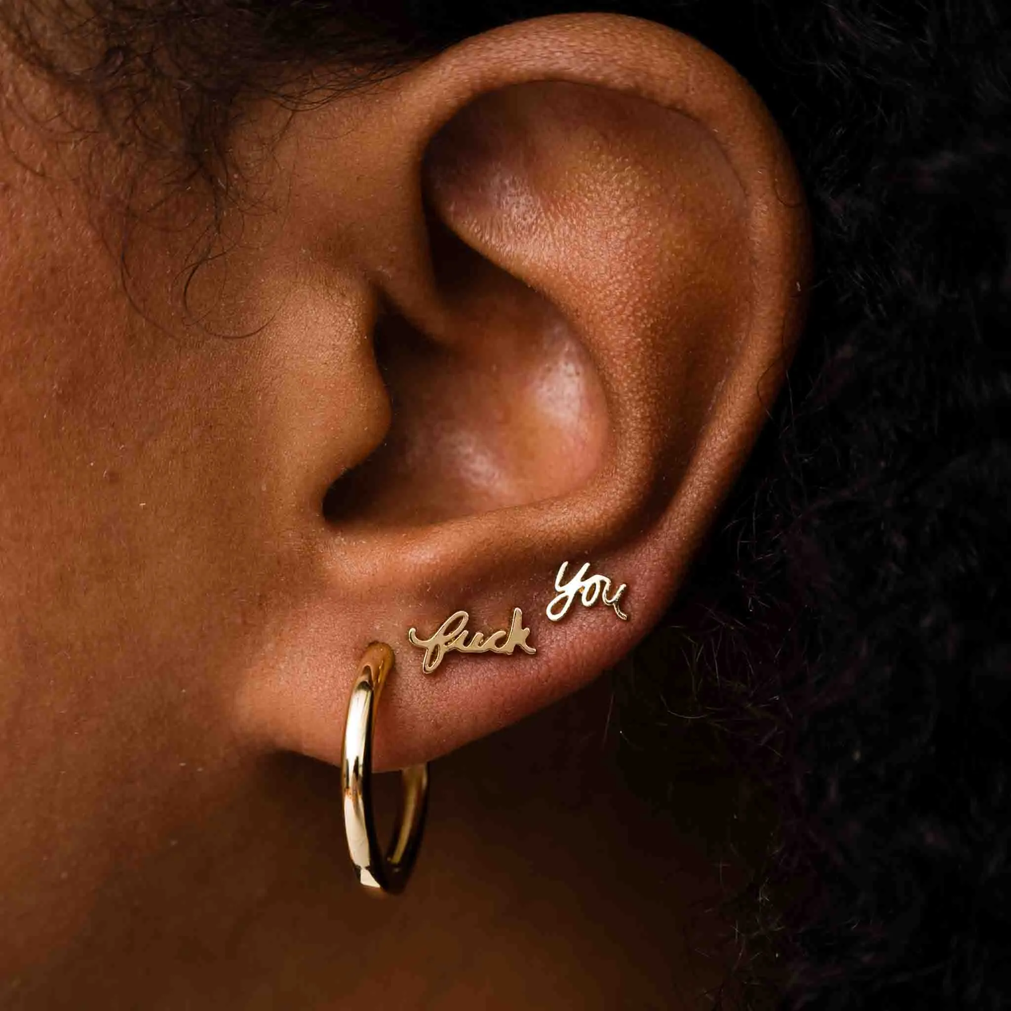 Fuck You Script Stud Earrings sold by Modcloth product image thumbnail 2