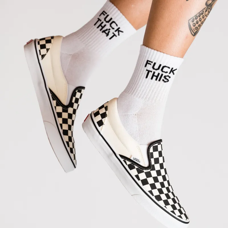 Fuck This Fuck That Quarter Crew Socks made by Modcloth
