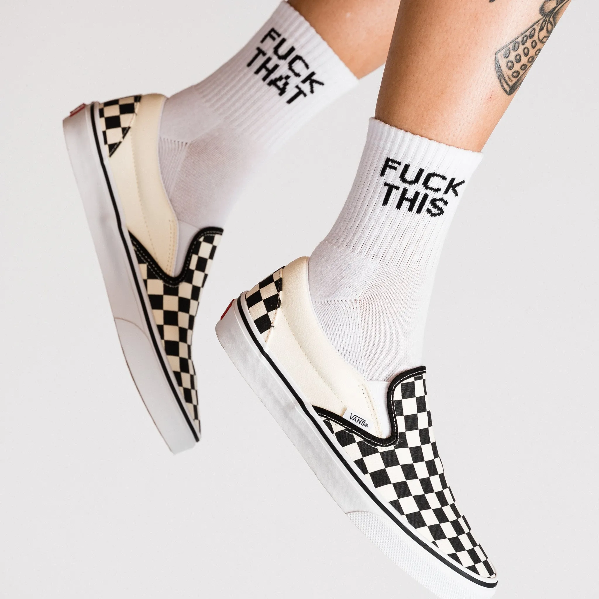 Fuck This Fuck That Quarter Crew Socks sold by Modcloth