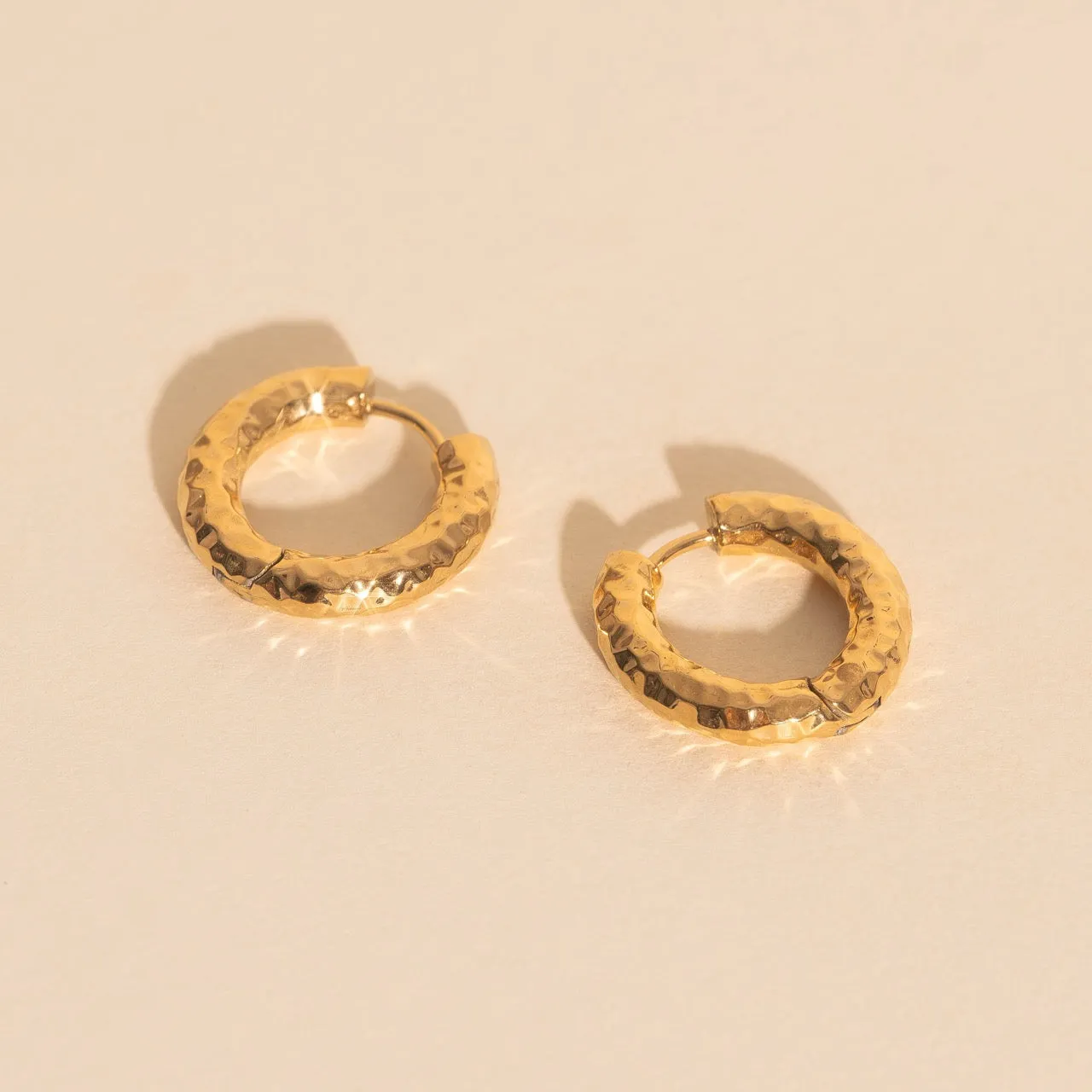 Hammered Chunky Rounded Huggie Hoop Earrings sold by Modcloth product image thumbnail 3