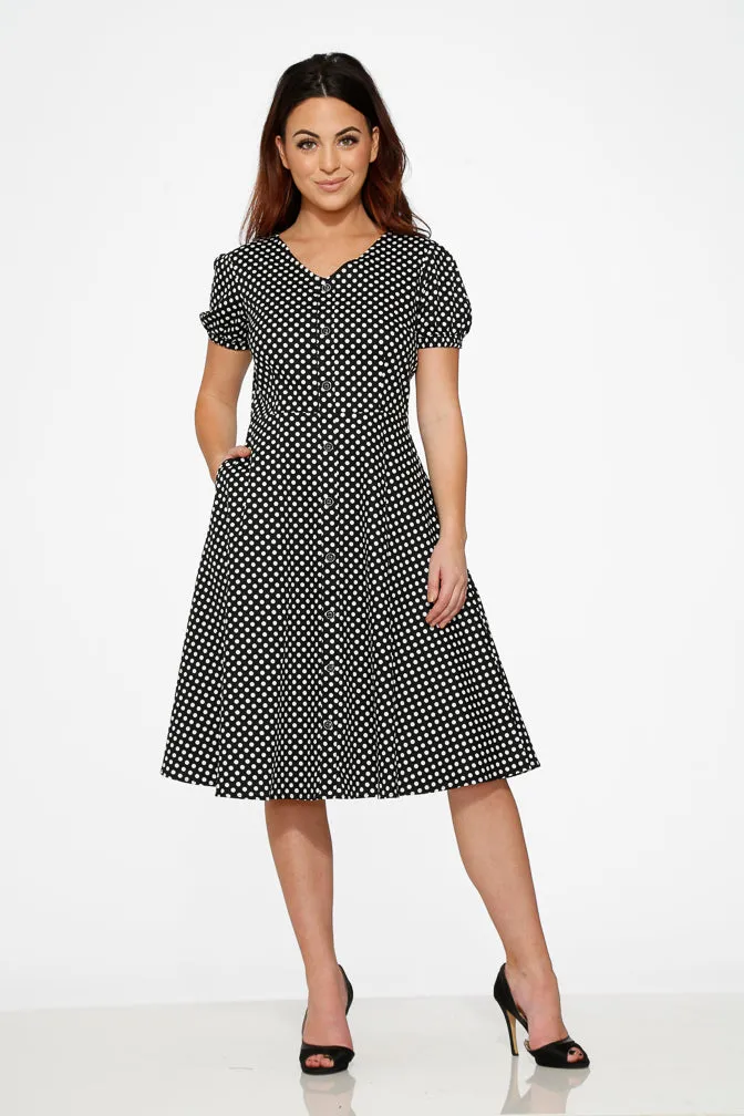 Dolly Dotty Swing Dress in Black sold by Modcloth