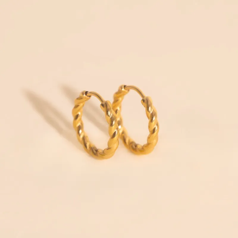 Twisted Rope Rounded Huggie Hoop Earrings sold by Modcloth