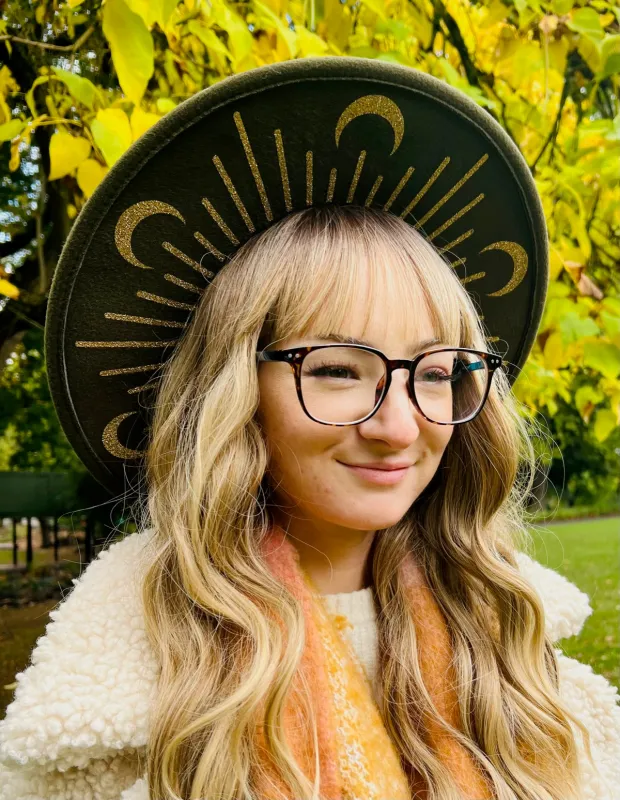 Vegan Felt Hat - XL Brim - Gold Moonburst made by Modcloth