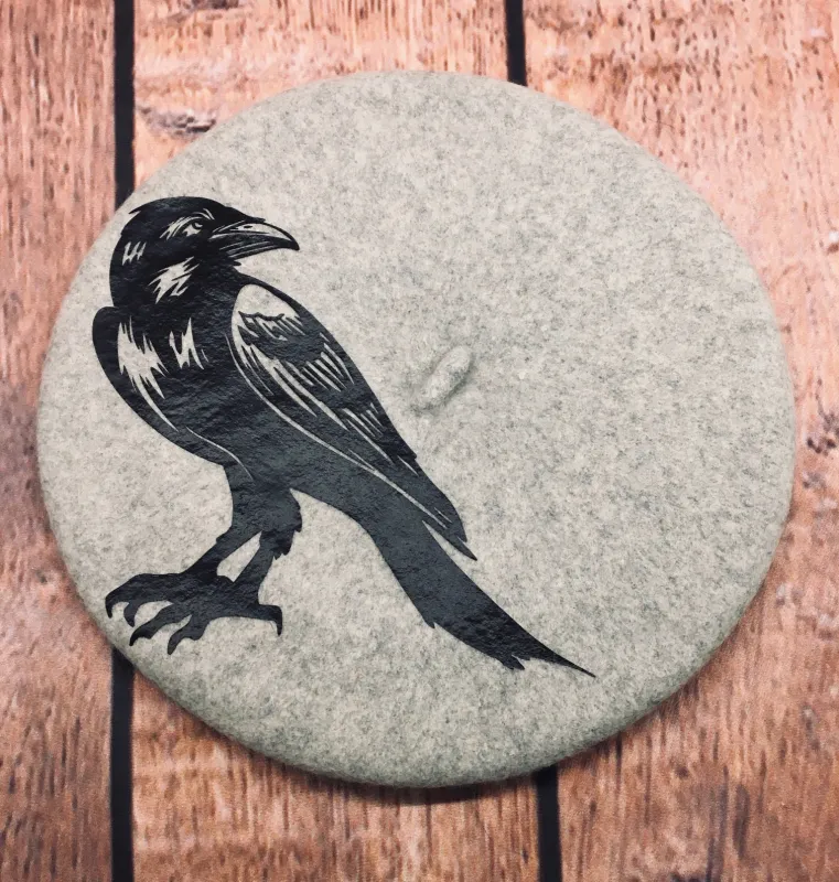 Vegan Felt Beret - Grey - Raven sold by Modcloth