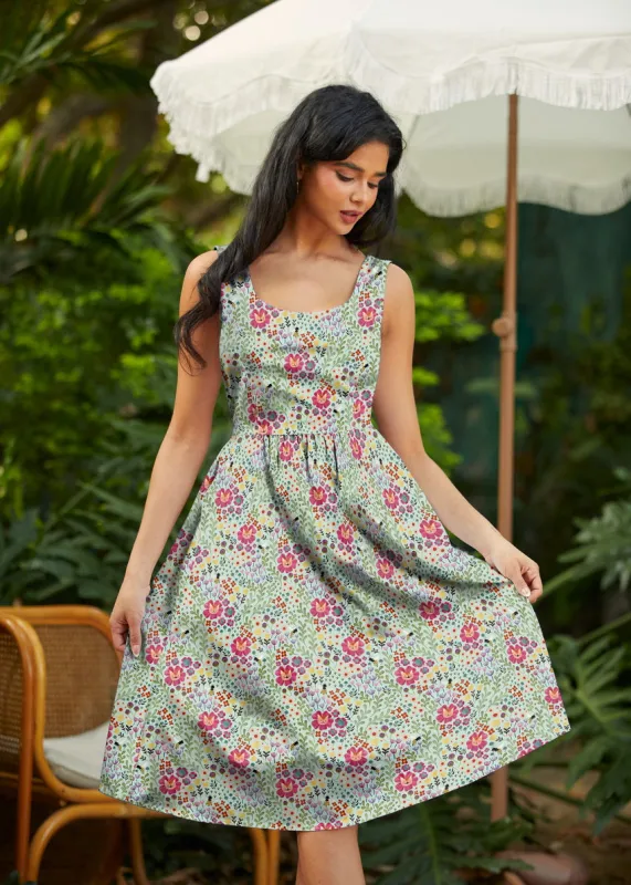 Retro Fit & Flare Dress Floral Cats made by Retrolicious