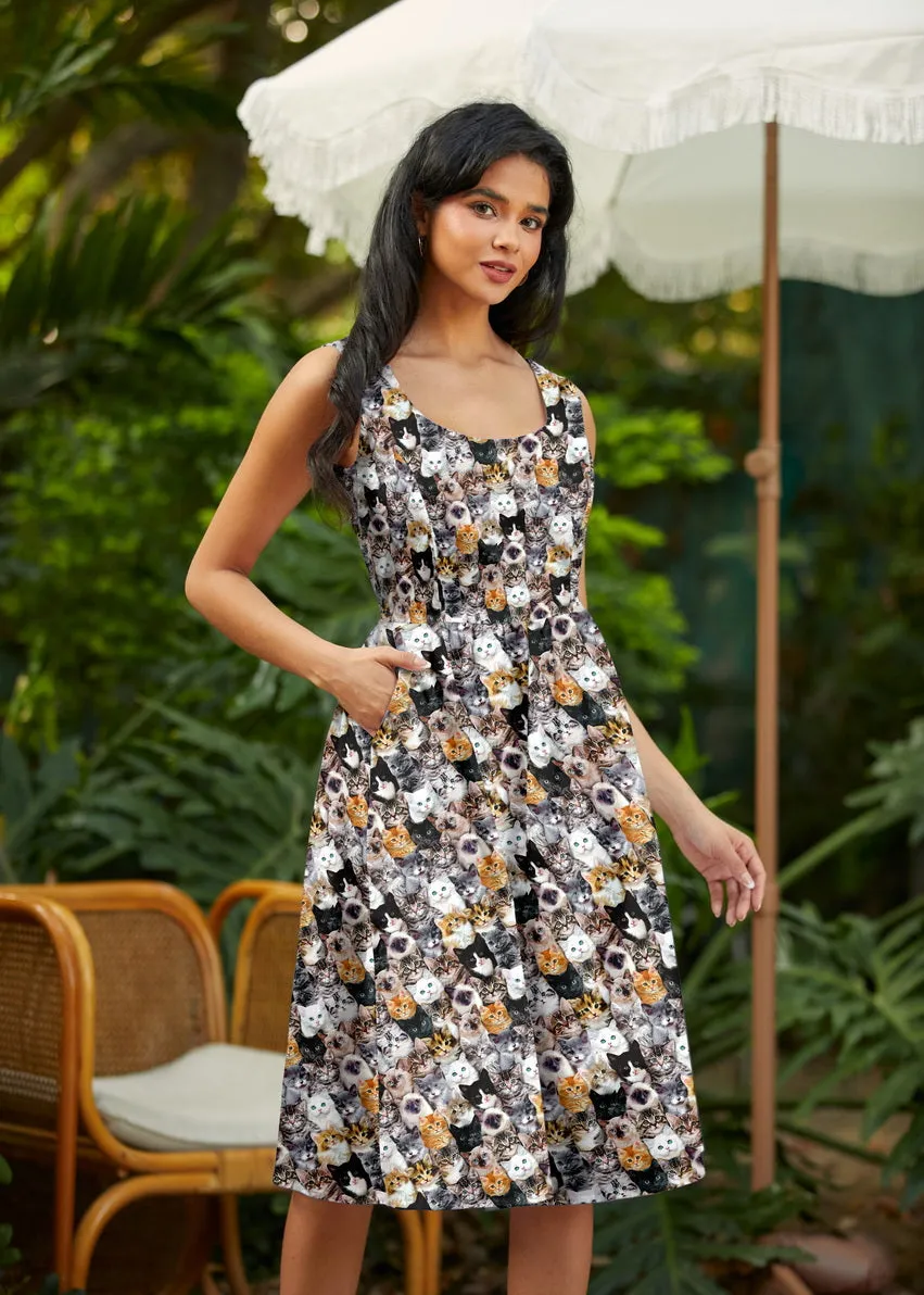 Retro Fit & Flare Dress Realistic Cats sold by Modcloth product image thumbnail 2