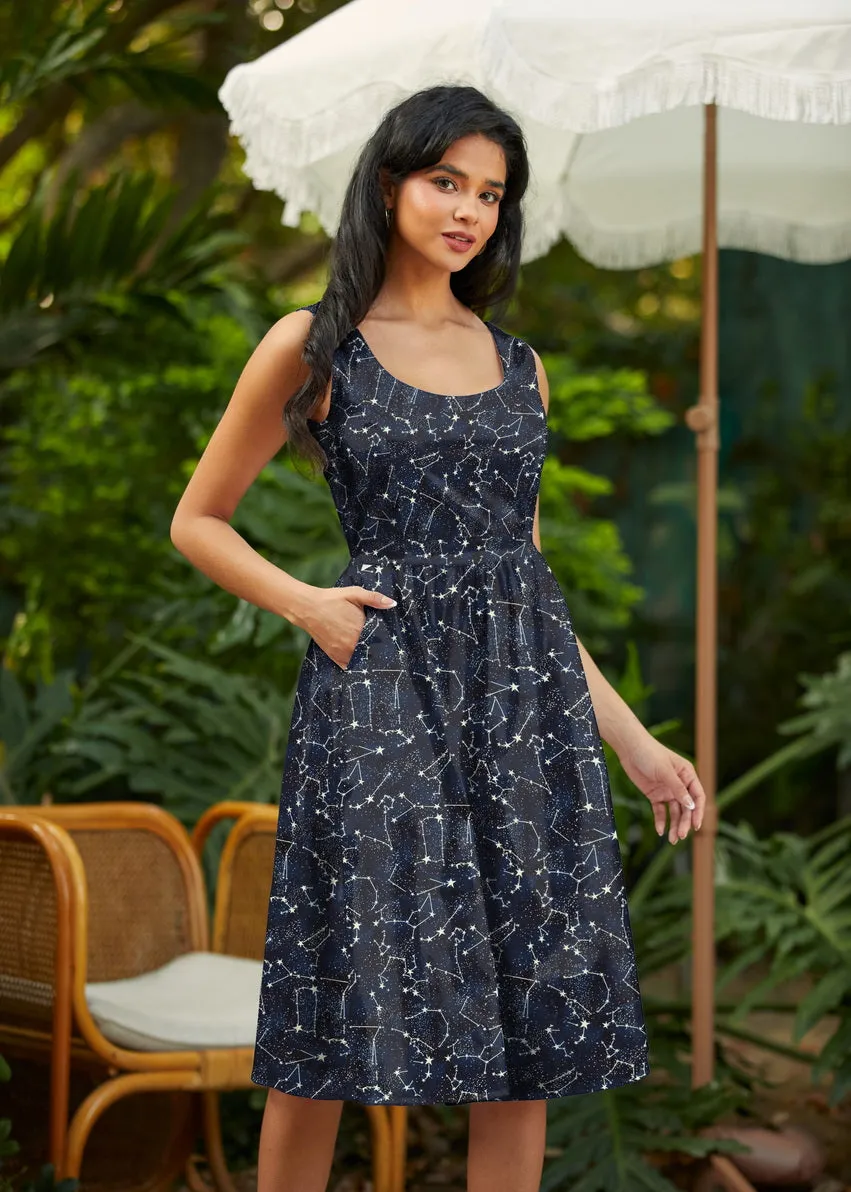 Retro Fit & Flare Dress Glow in the Dark Constellations sold by Modcloth