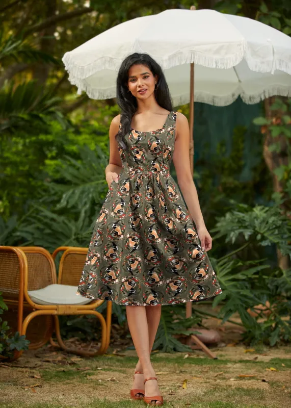 Retro Fit & Flare Dress Badgers made by Retrolicious