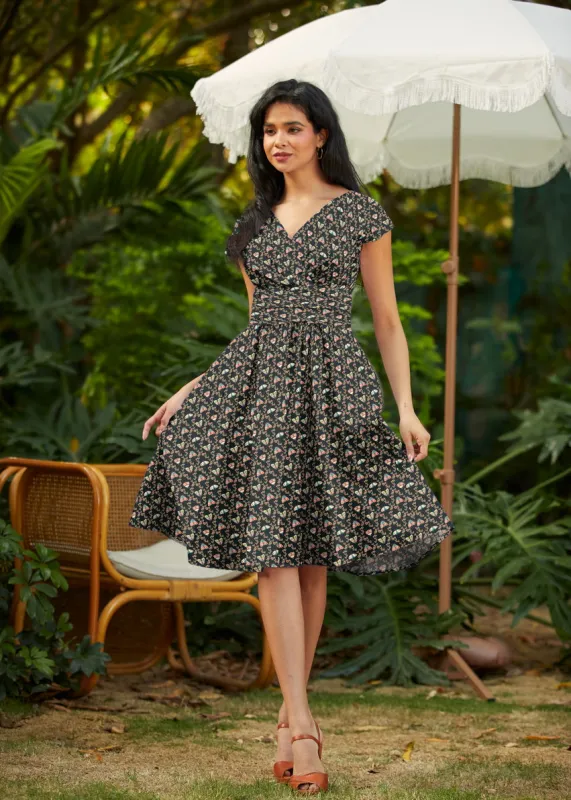 Greta Surplice Dress Moth made by Retrolicious