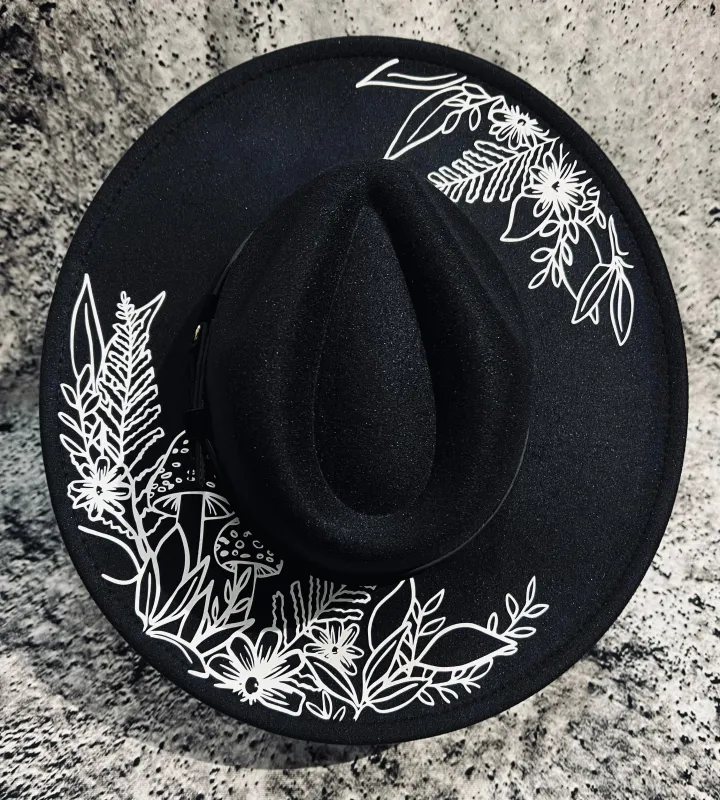 Vegan Felt Hat - XL Brim - Cottage Floral made by Modcloth