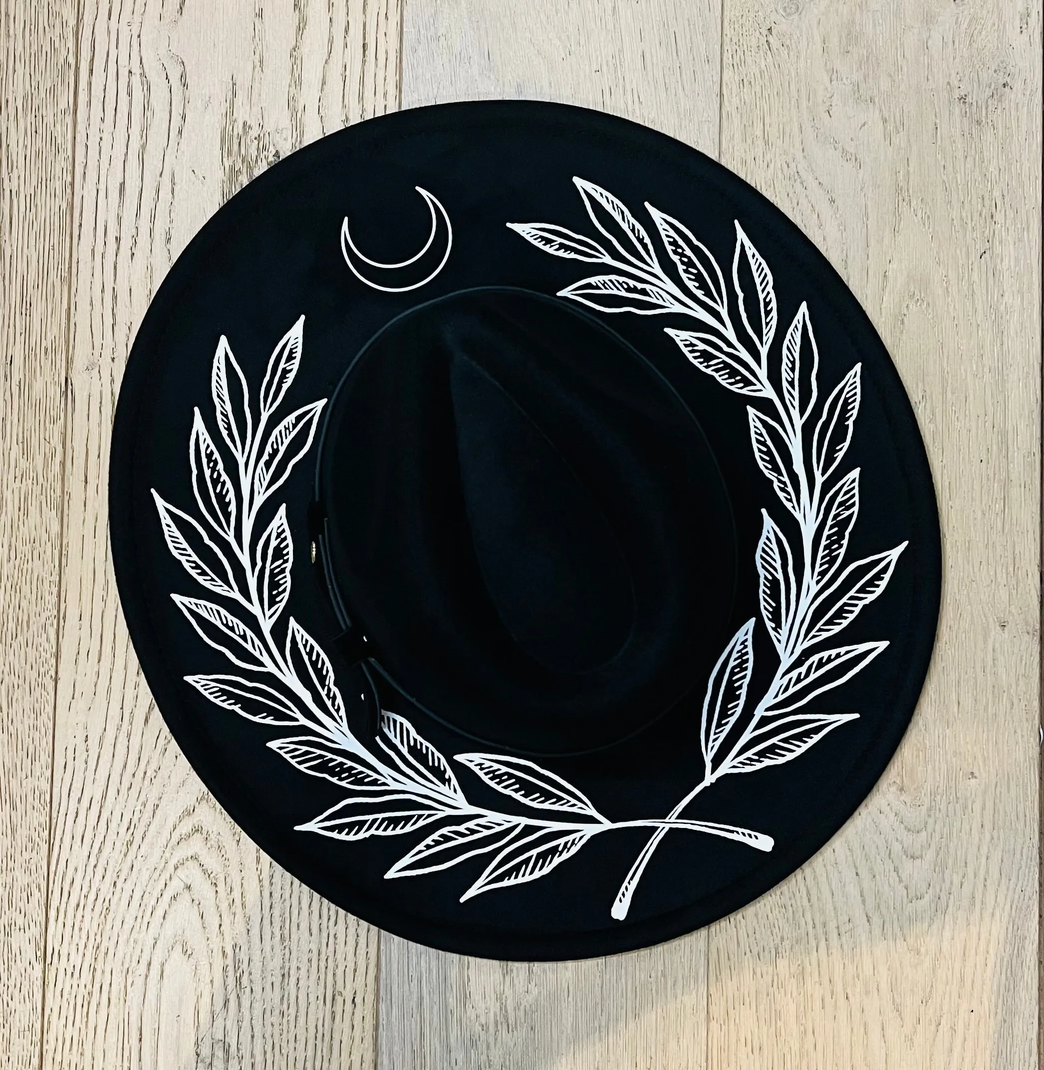 Vegan Felt Hat - XL Brim - Large Fern & Moon Crown sold by Modcloth