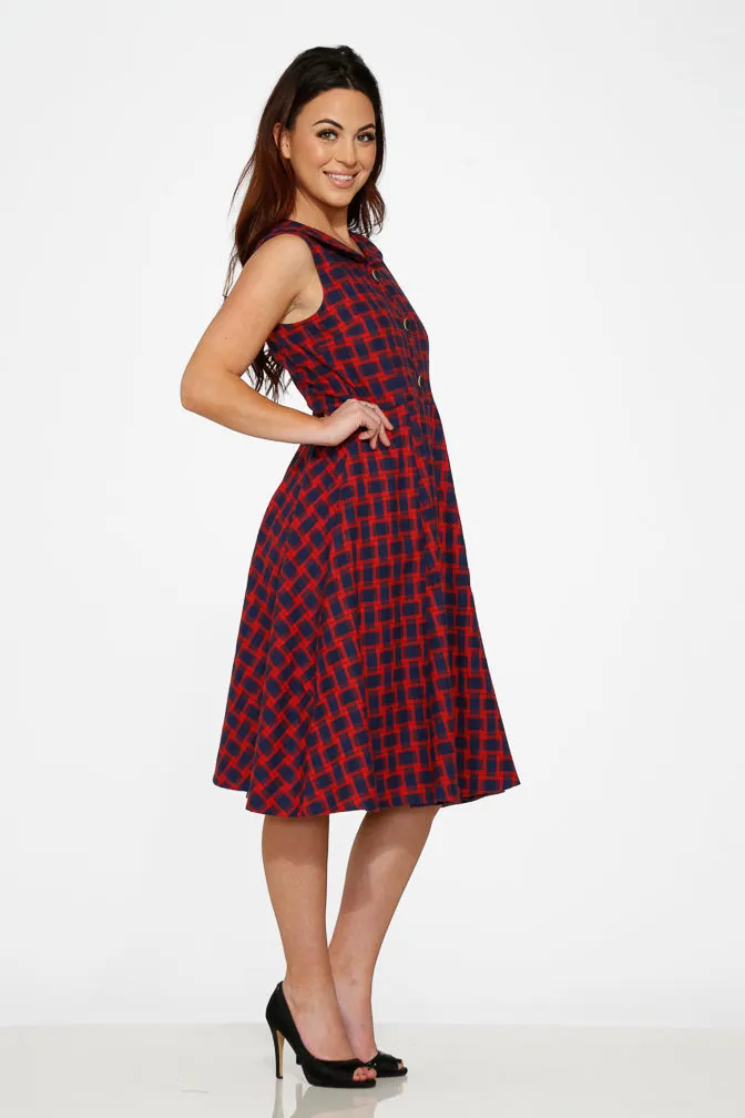 Navy & Red Plaid Swing Dress sold by Modcloth product image thumbnail 3