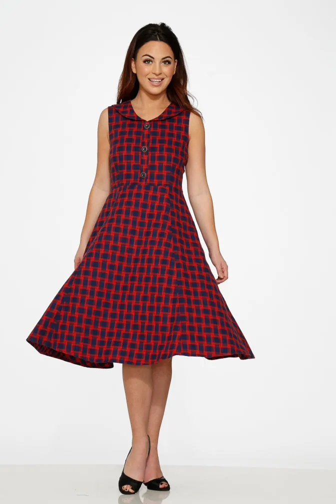 Navy & Red Plaid Swing Dress sold by Modcloth product image thumbnail 4