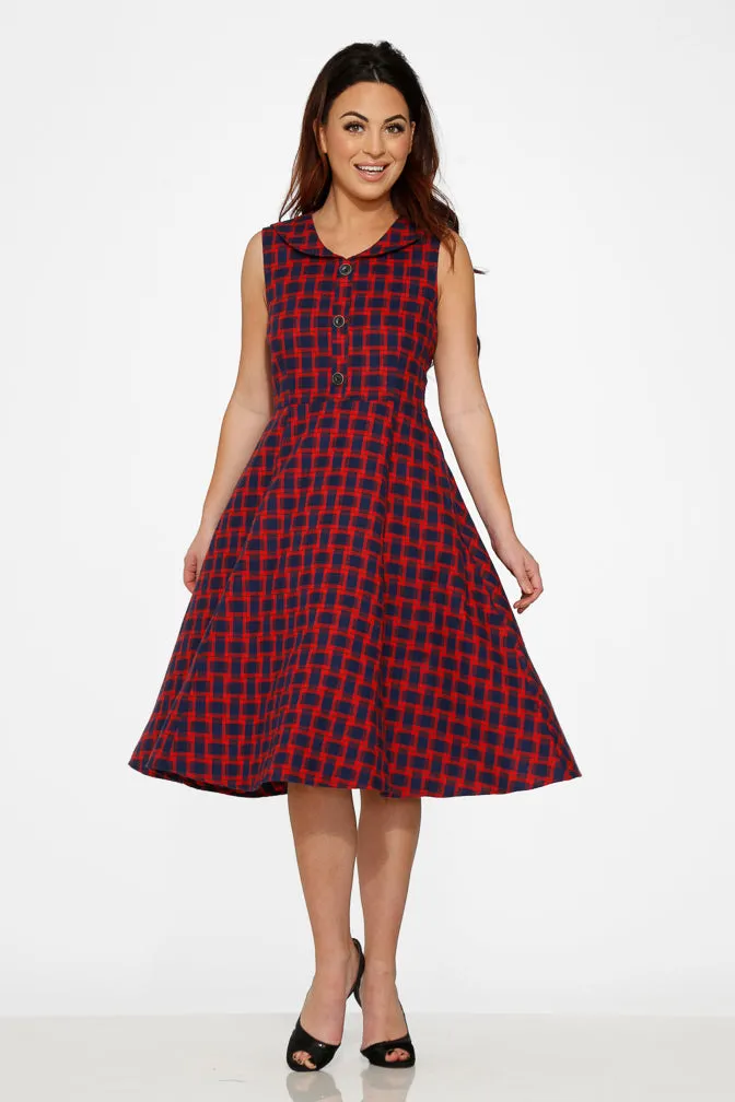 Navy & Red Plaid Swing Dress sold by Modcloth product image thumbnail 5