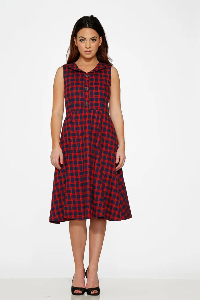 Navy & Red Plaid Swing Dress sold by Modcloth product image thumbnail 2