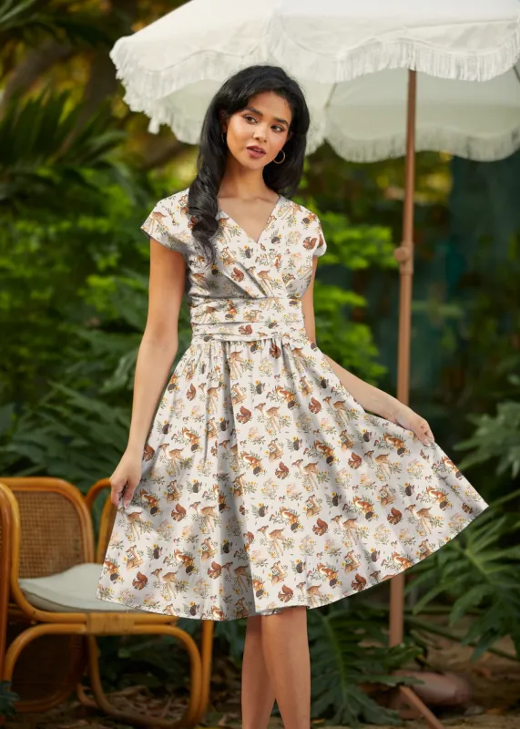 Greta Surplice Dress Woodland Animals made by Retrolicious