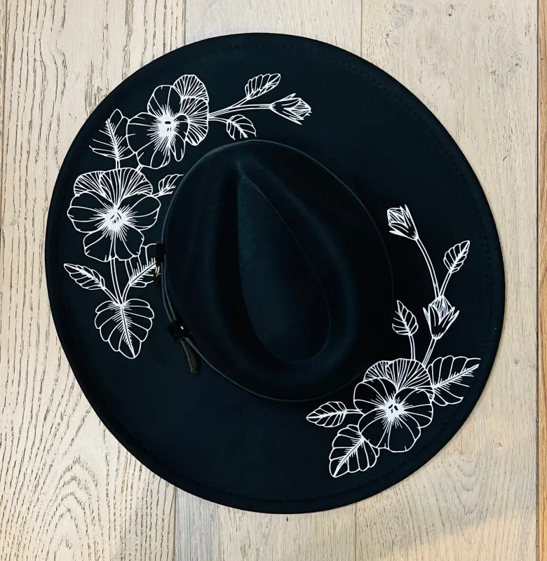 Vegan Felt Hat - XL Brim - Pansies made by Modcloth