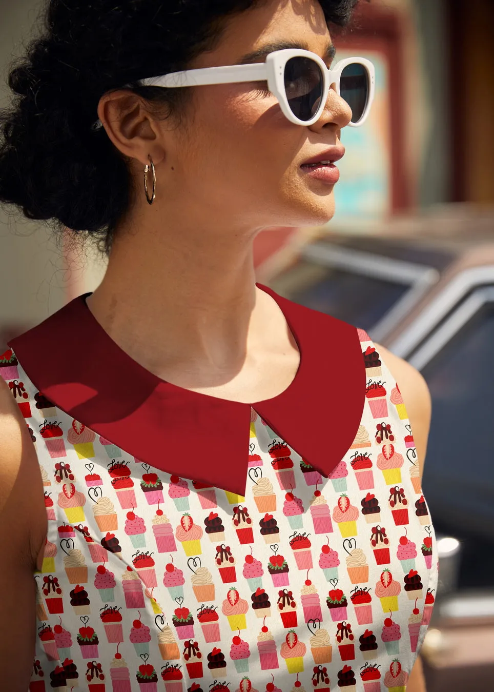 Retro Mod Collared Dress Cupcake Print sold by Modcloth product image thumbnail 2