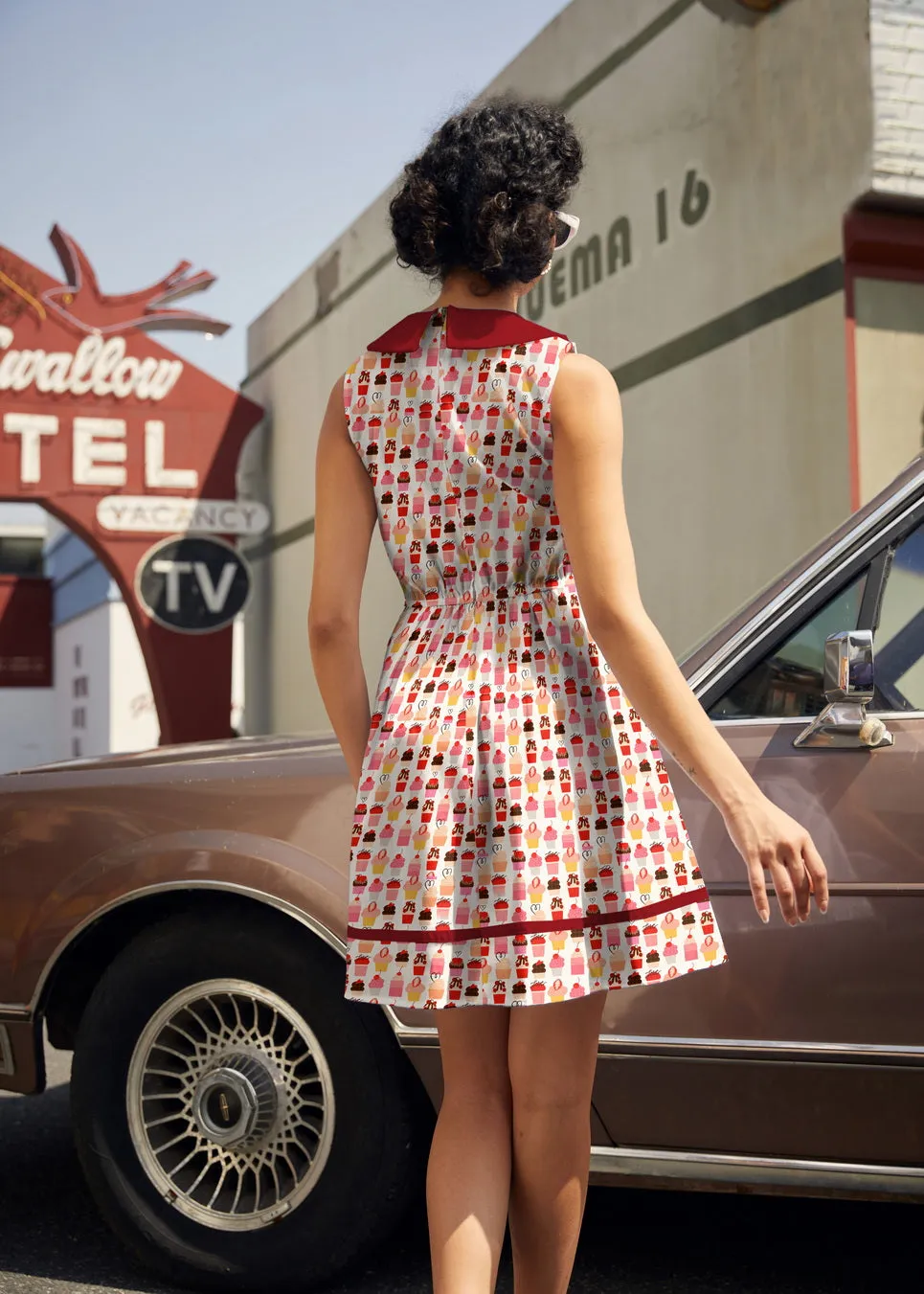 Retro Mod Collared Dress Cupcake Print sold by Modcloth product image thumbnail 3