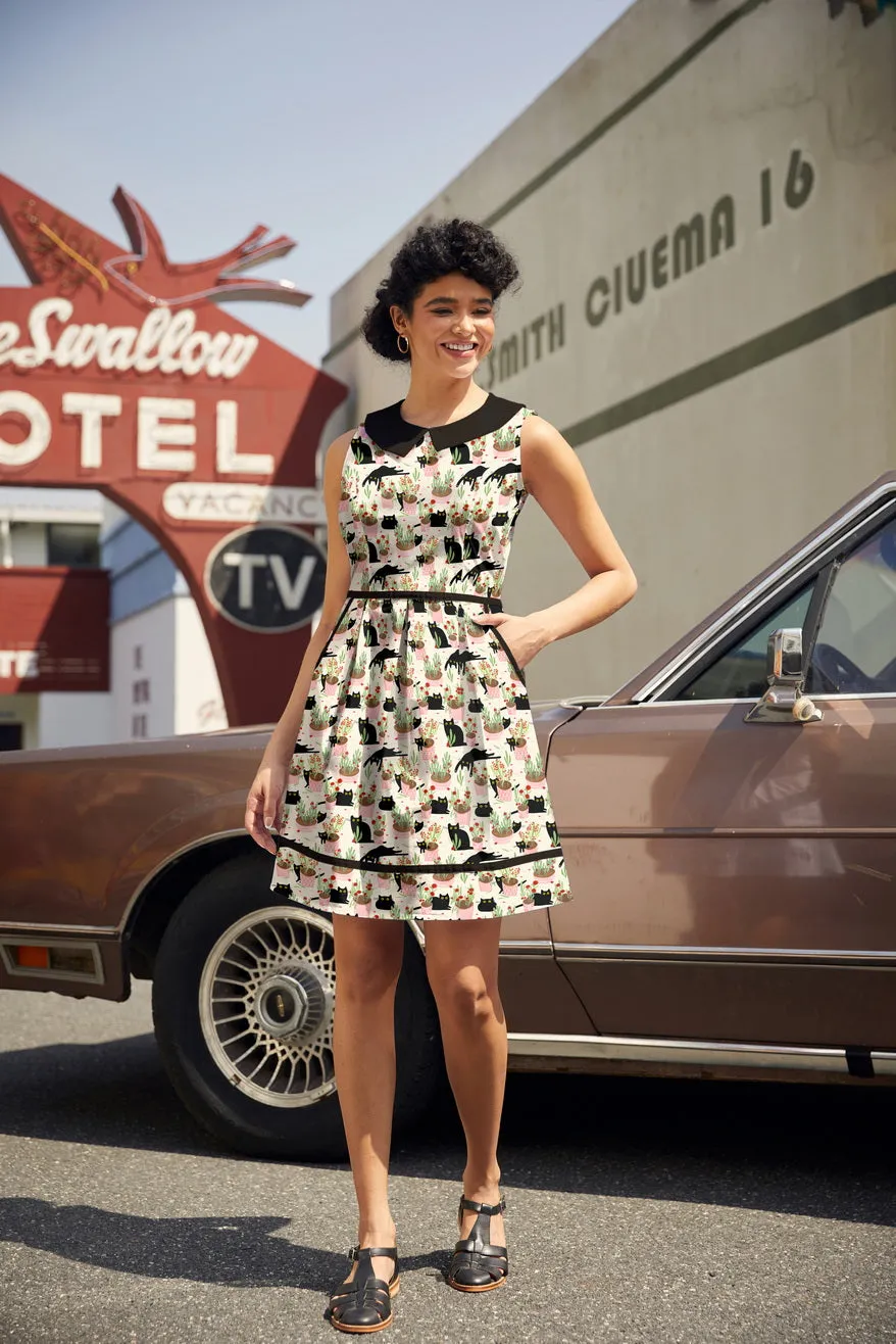 Retro Mod Collared Dress Cats & Plants sold by Modcloth product image thumbnail 3