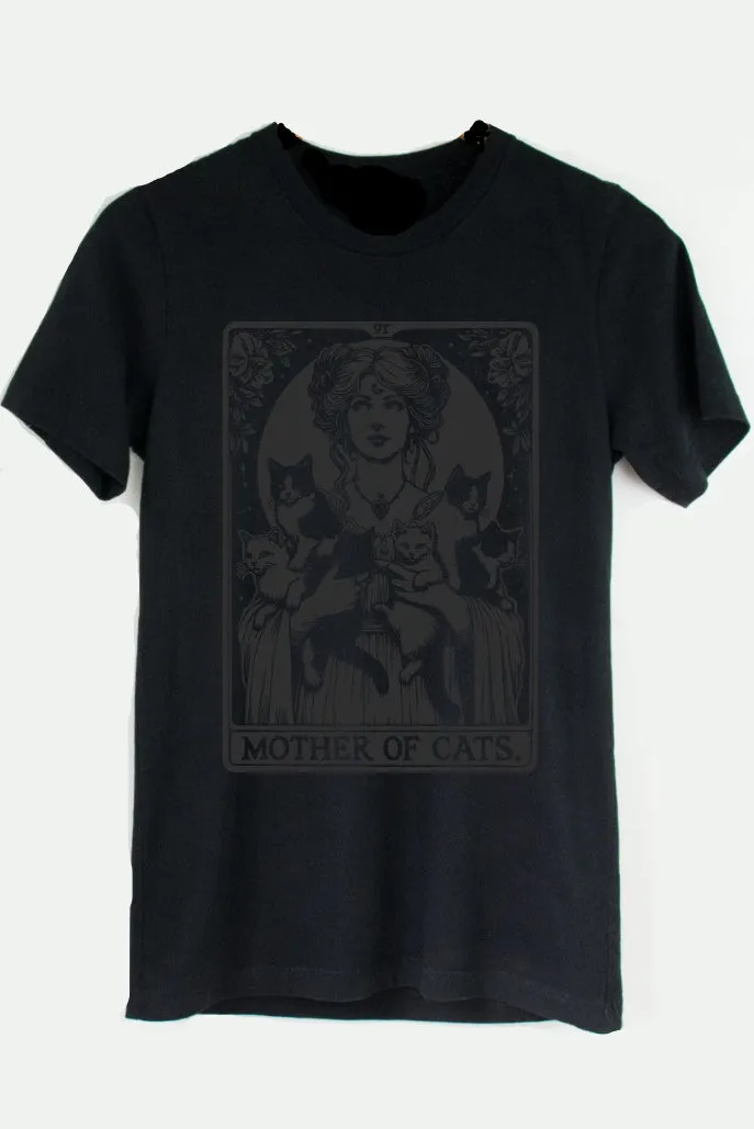 Black on Black Mother of Cats Tarot: T-Shirt, Pullover, Hoodie, Tank or Long Sleeve sold by Modcloth