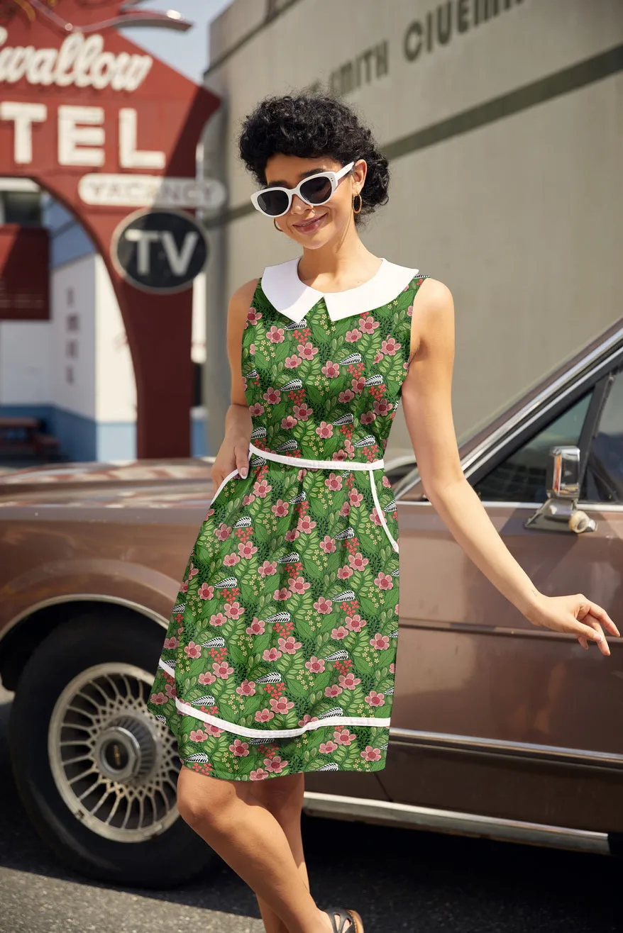 Retro Mod Collared Dress Flowers Print sold by Modcloth
