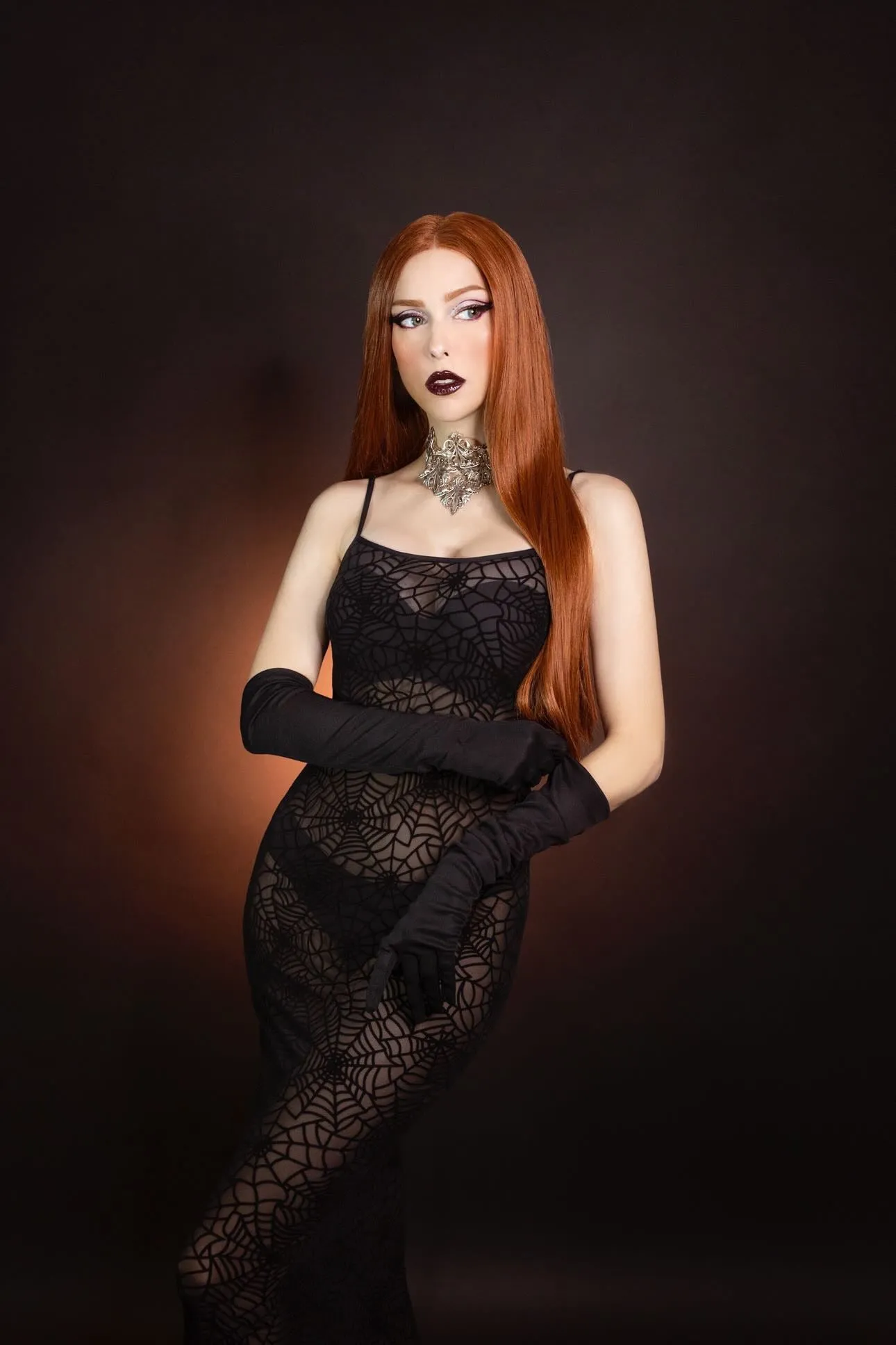Sheer Hourglass Maxi Dress - Velvet Flocked Spider Webs sold by Modcloth product image thumbnail 2