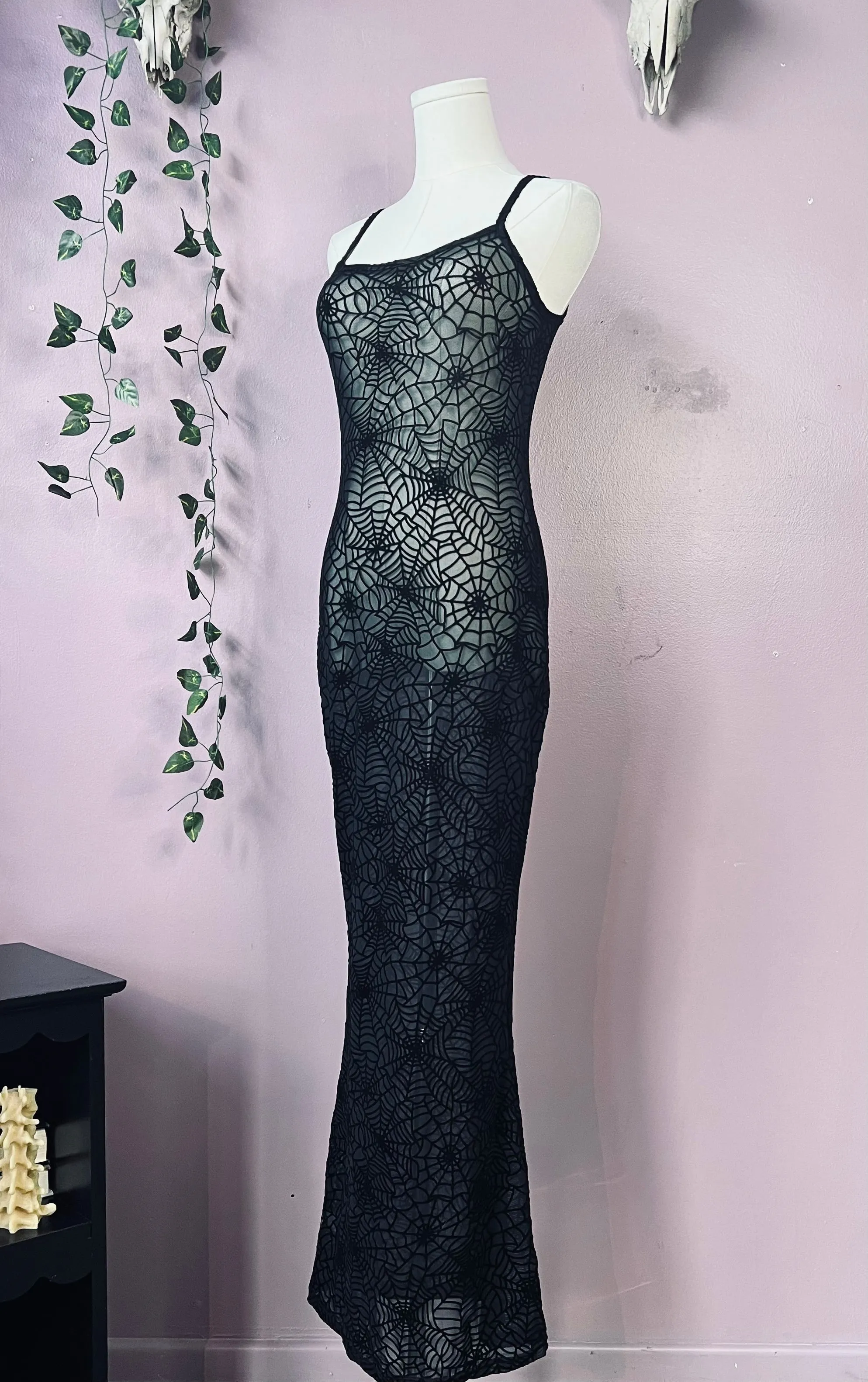 Sheer Hourglass Maxi Dress - Velvet Flocked Spider Webs sold by Modcloth product image thumbnail 5
