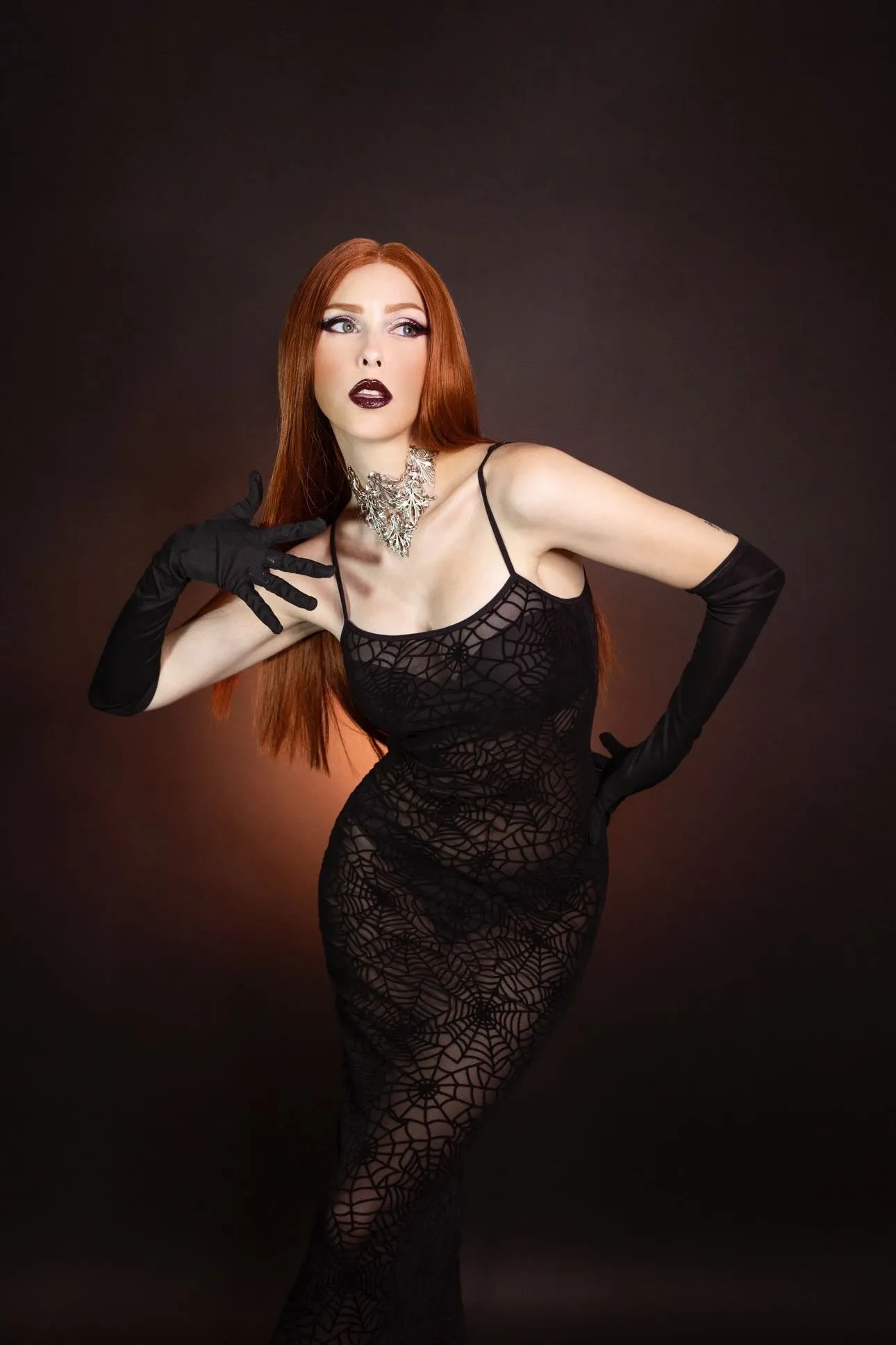 Sheer Hourglass Maxi Dress - Velvet Flocked Spider Webs sold by Modcloth product image thumbnail 3