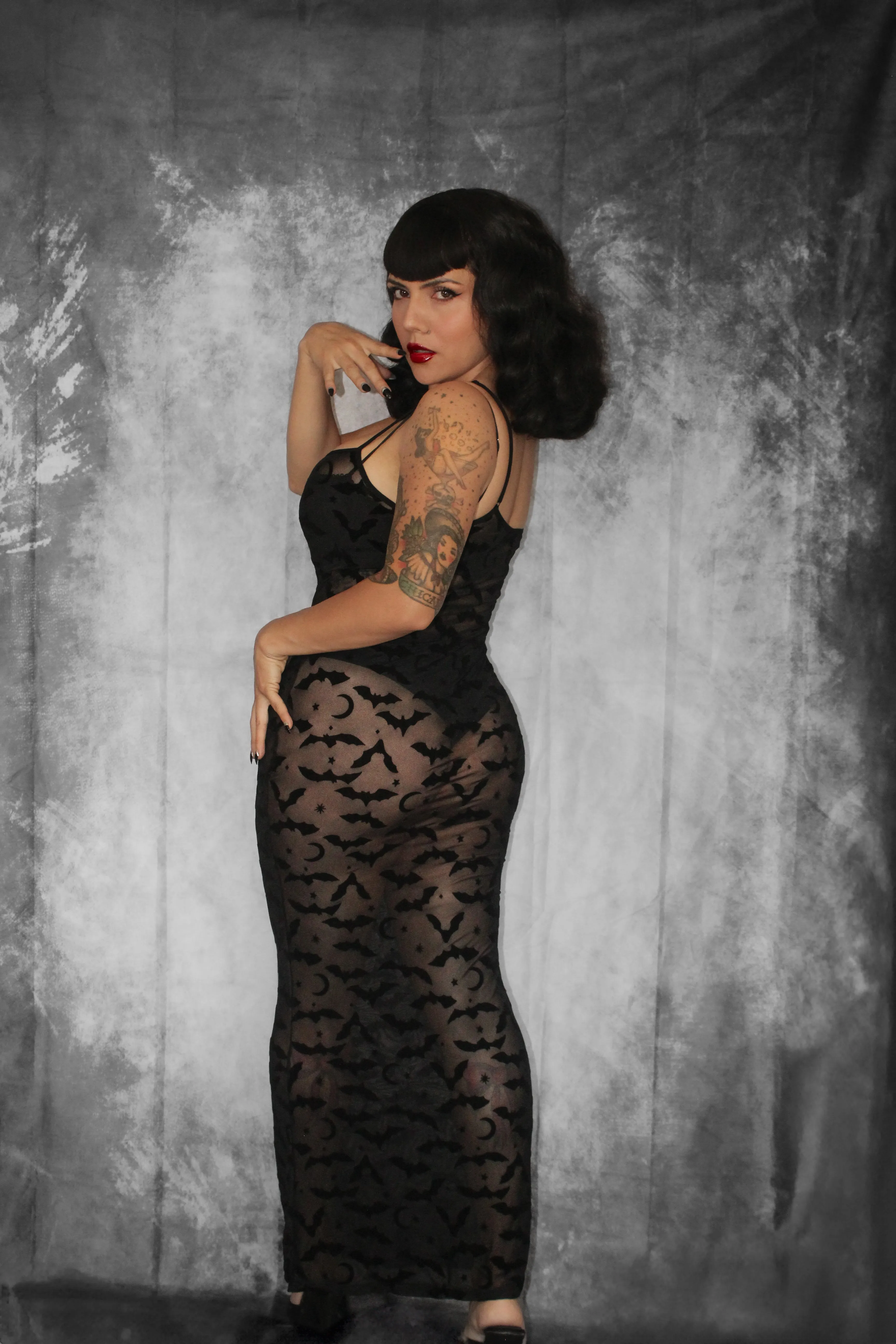 Sheer Hourglass Maxi Dress - Velvet Flocked Bats sold by Modcloth product image thumbnail 3