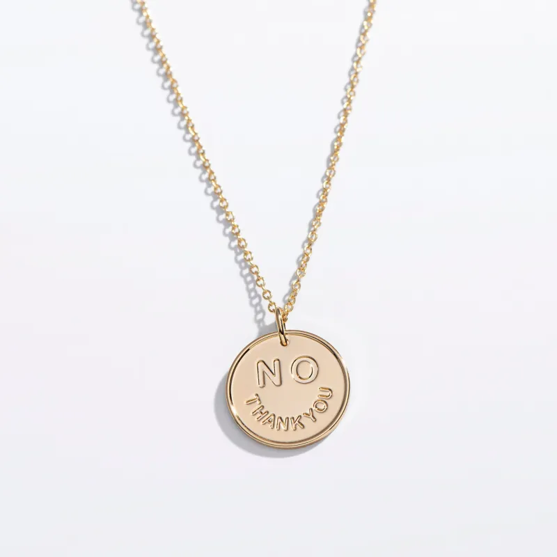 No Thank You Pendant Necklace made by Modcloth