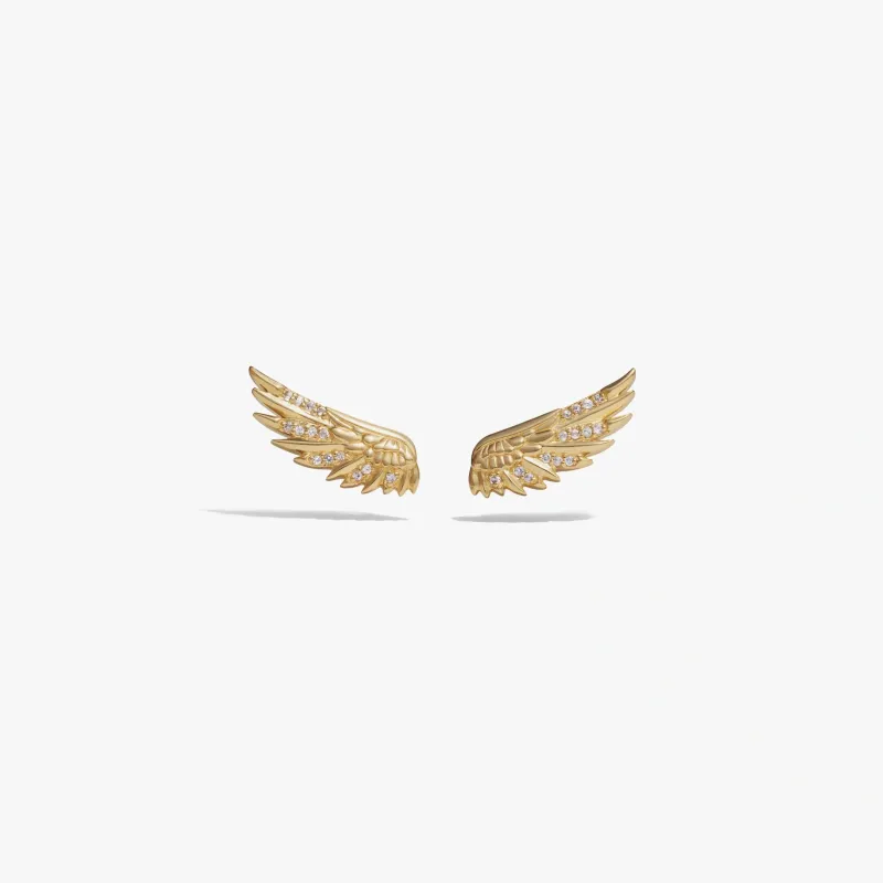 White Sapphire Wing Ear Climber Earring made by Awe Inspired