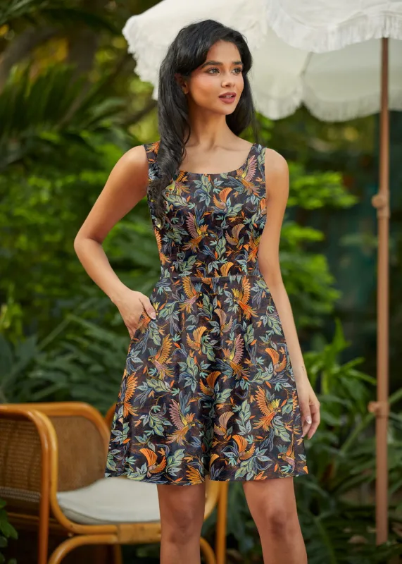 Vintage Style Mini Dress Birds of a Feather made by Retrolicious