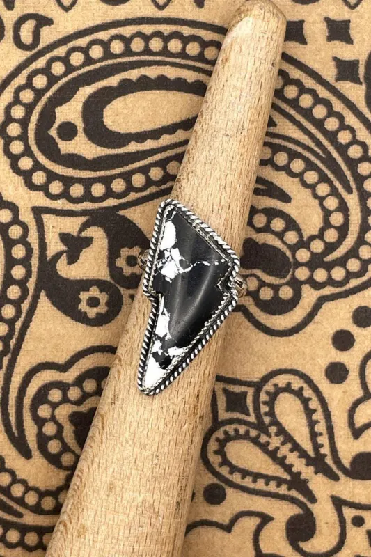 Aiden - White Buffalo Turquoise Lightning Bolt Ring made by Modcloth