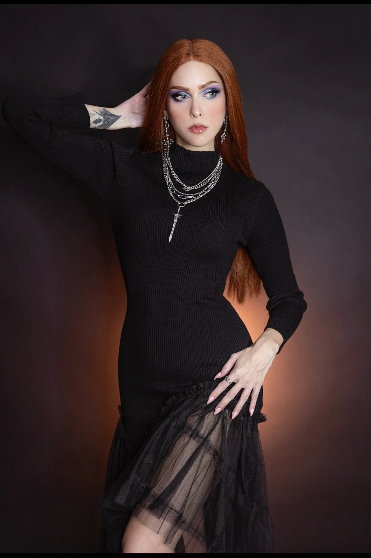 Beatrix - Curve Hugging Sweater Dress with Dreary Flared Hem sold by Modcloth