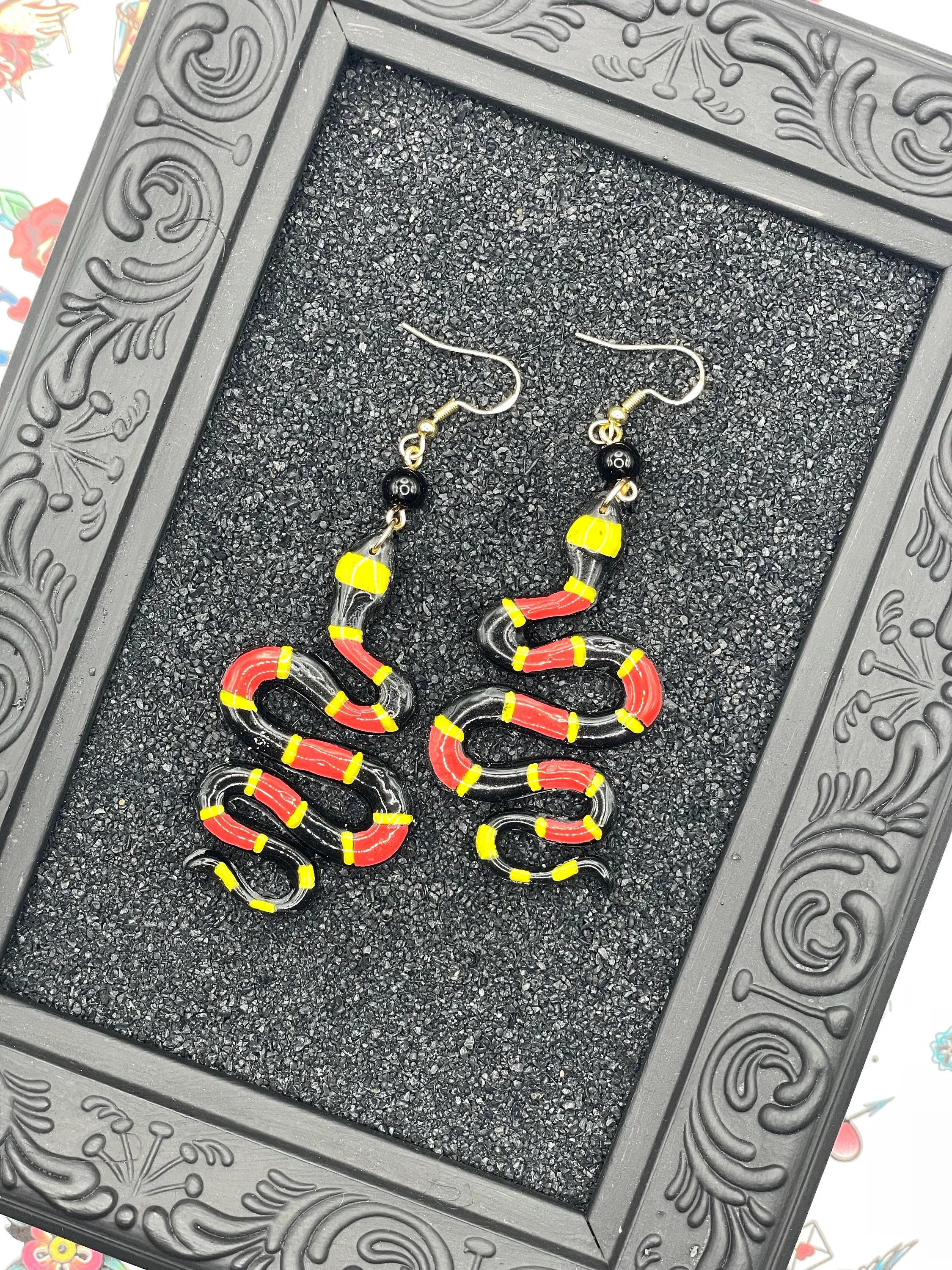 Tattoo - Coral Snake Earrings: Handmade Polymer Clay sold by Modcloth product image thumbnail 3