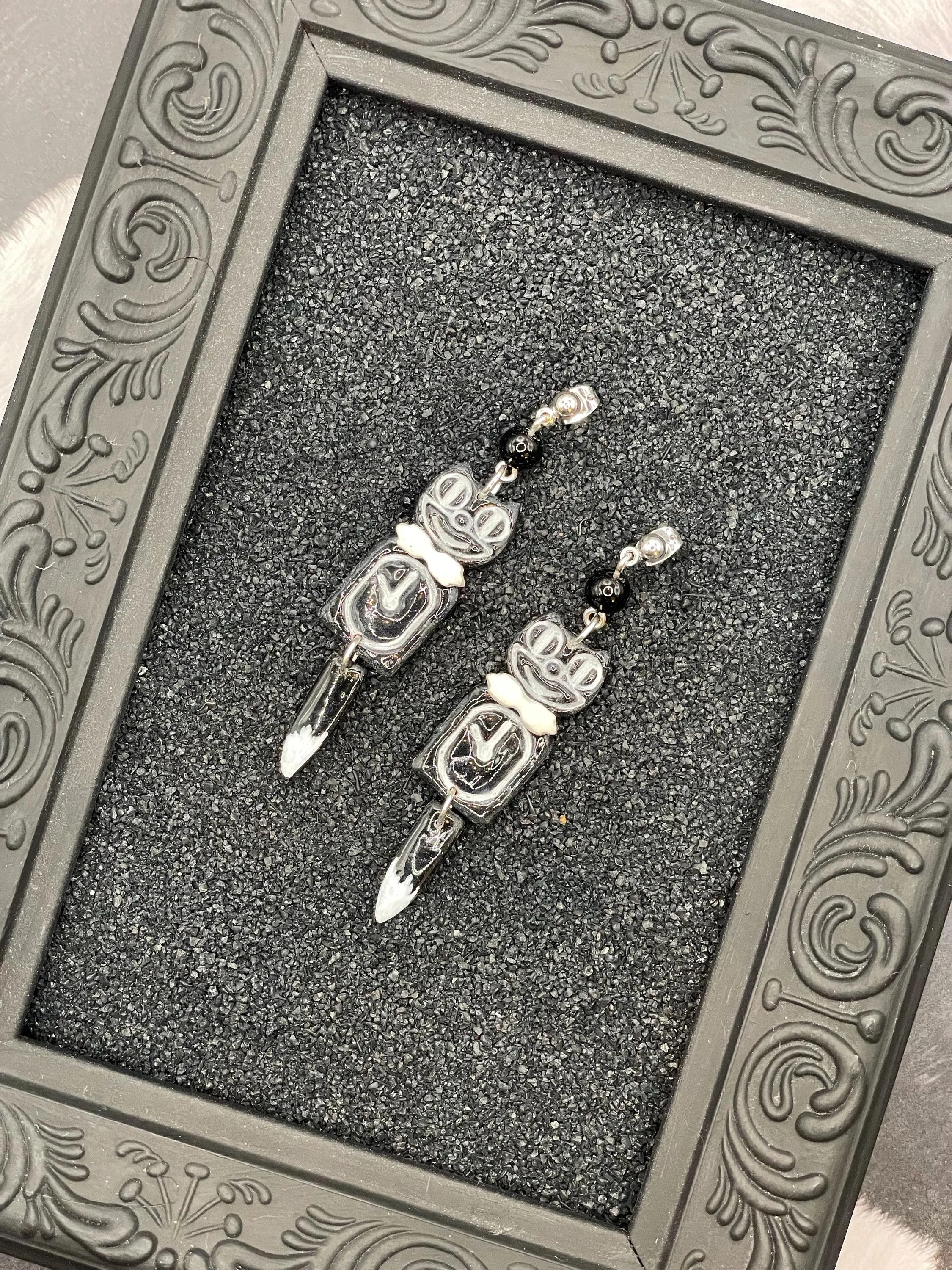 Cat Lover - Retro Black Kitty Clock Earrings: Handmade Polymer Clay sold by Modcloth product image thumbnail 4