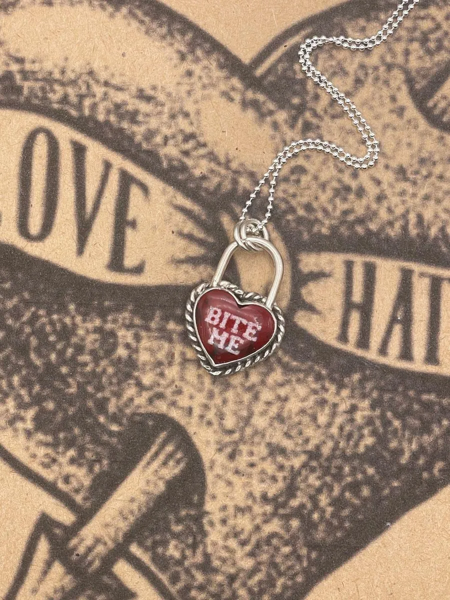 Raven - Bite Me Heart Faux Lock Pendant Bloody Basin Jasper sold by Modcloth product image thumbnail 2