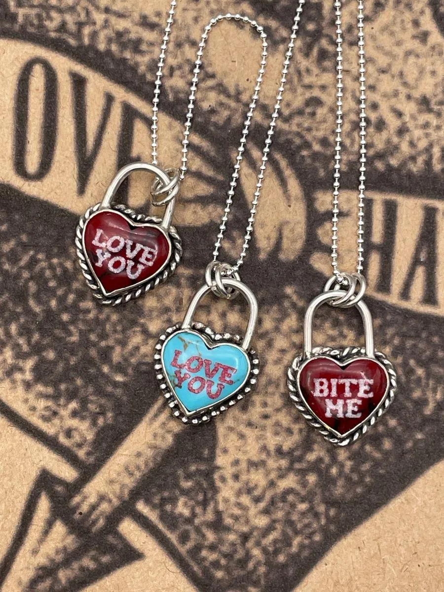Raven - Bite Me Heart Faux Lock Pendant Bloody Basin Jasper sold by Modcloth product image thumbnail 4
