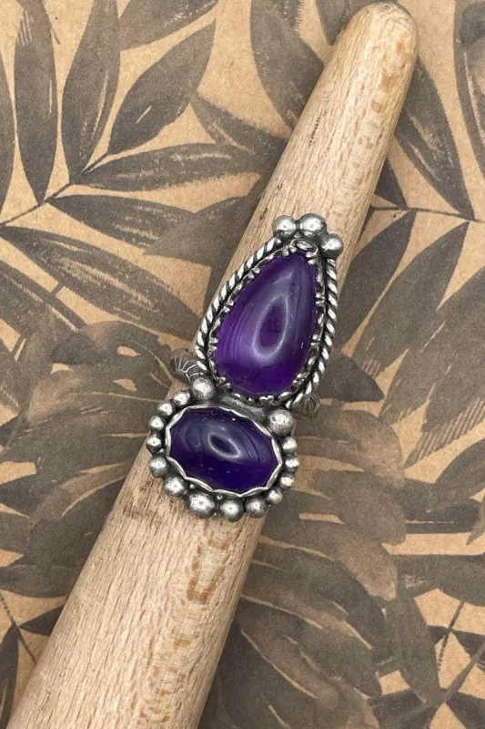 Kat - Purple Amethyst Double Gemstone Statement Ring made by Modcloth