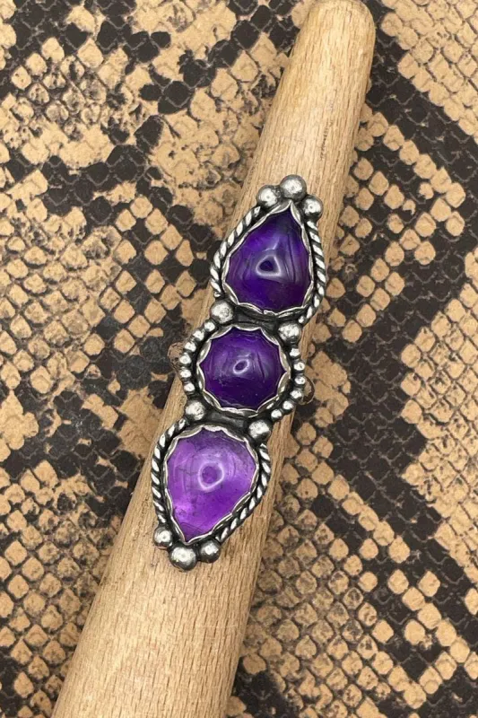 Kate - Purple Amethyst Triple Gemstone Ring made by Modcloth